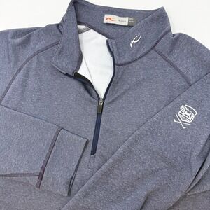 KJUS Mens 50/M Keano Half-Zip Golf Pullover Heather Blue Purple MG25-D04